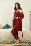 5-Piece Bridal Silk Long Slit Nighty Set